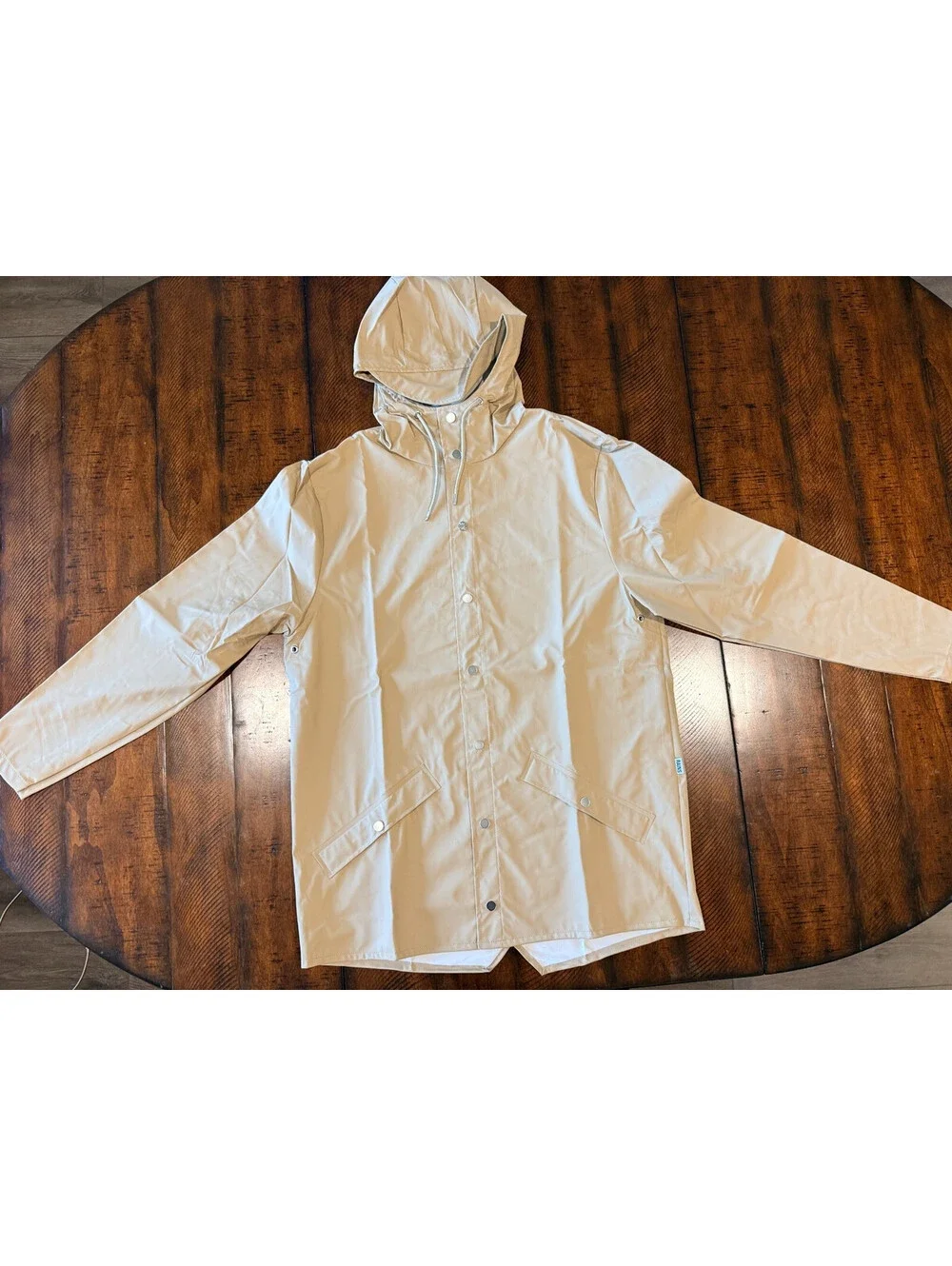 RAINS Jacket W3 Sand Waterproof Hooded Rain Jacket Unisex Large NWT